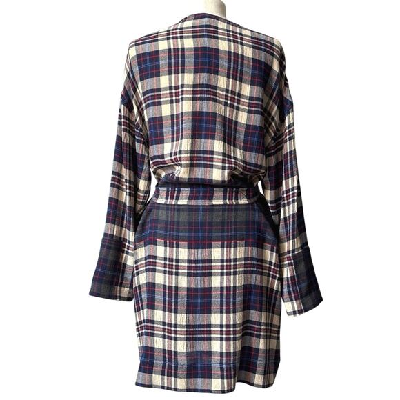 Rag & Bone Wool Blend Wrap Shirtdress Plaid Size Medium - Picture 3 of 10